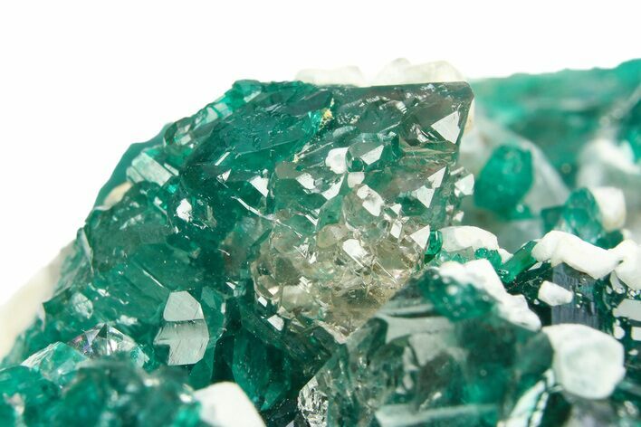 Sparkling Dioptase Crystal on Quartz - Sanda, Congo #306098